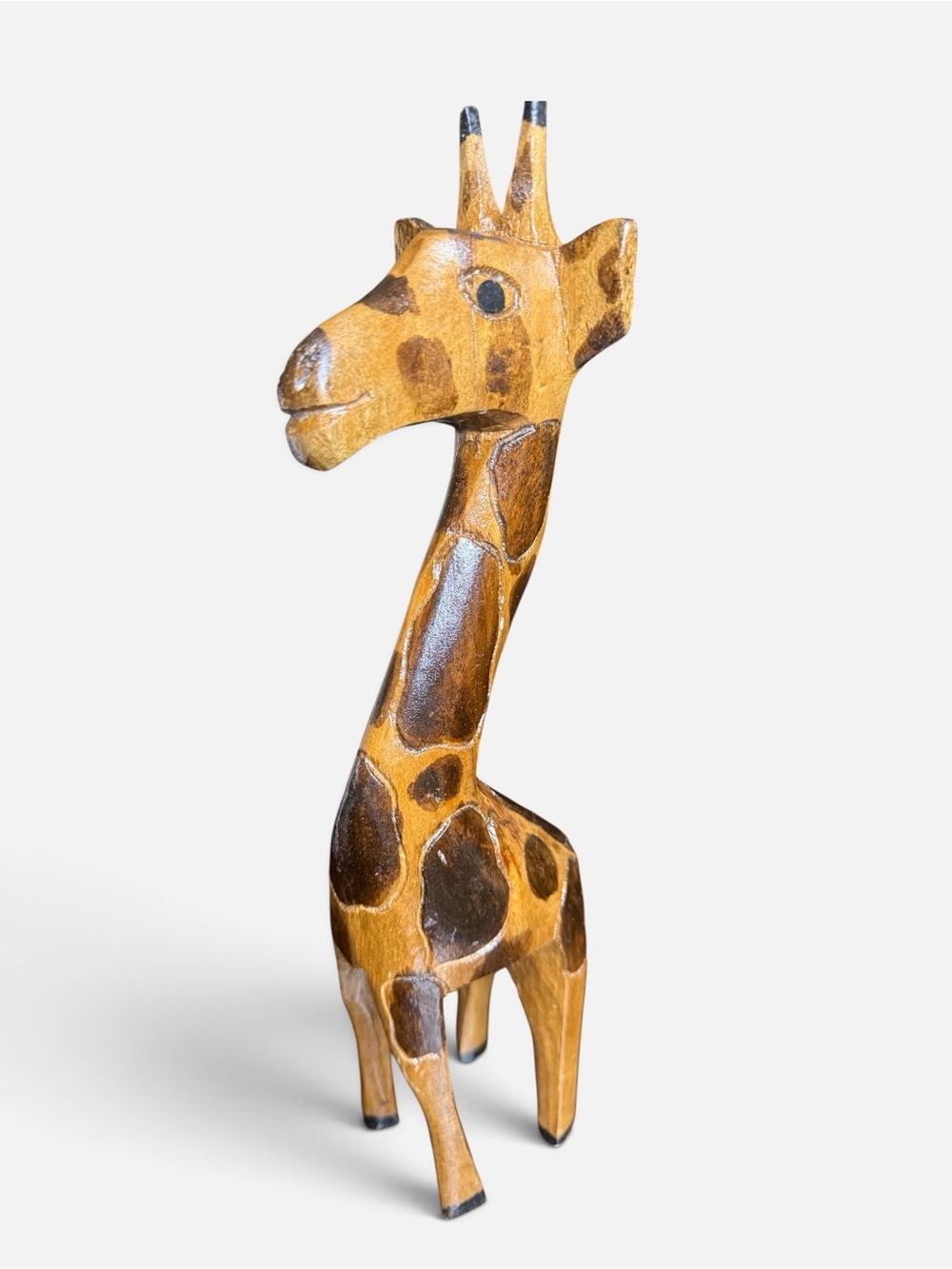 Hand-carved Wooden Giraffe Approximately 15” Tall